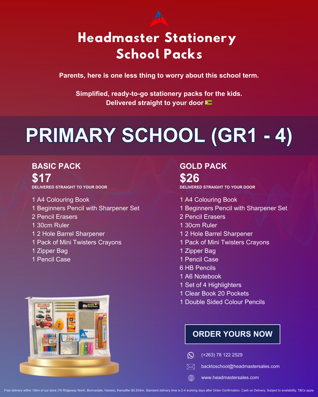Primary School (Grade 1-4): Gold Stationery Pack
