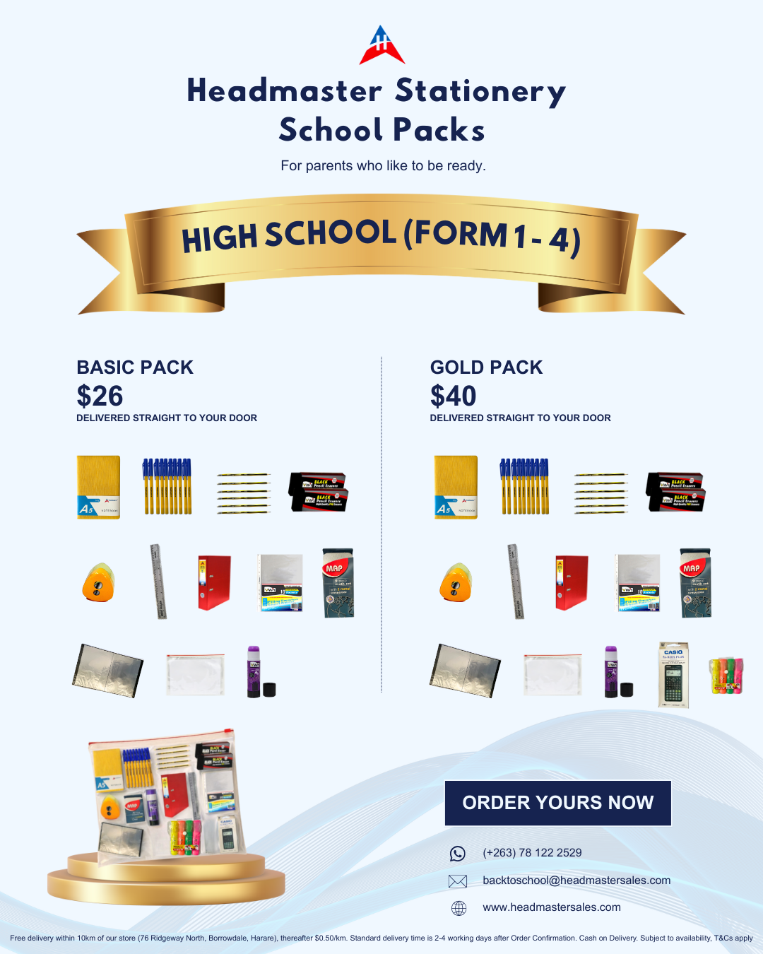Highschool (Form 1-4): Gold Stationery Pack