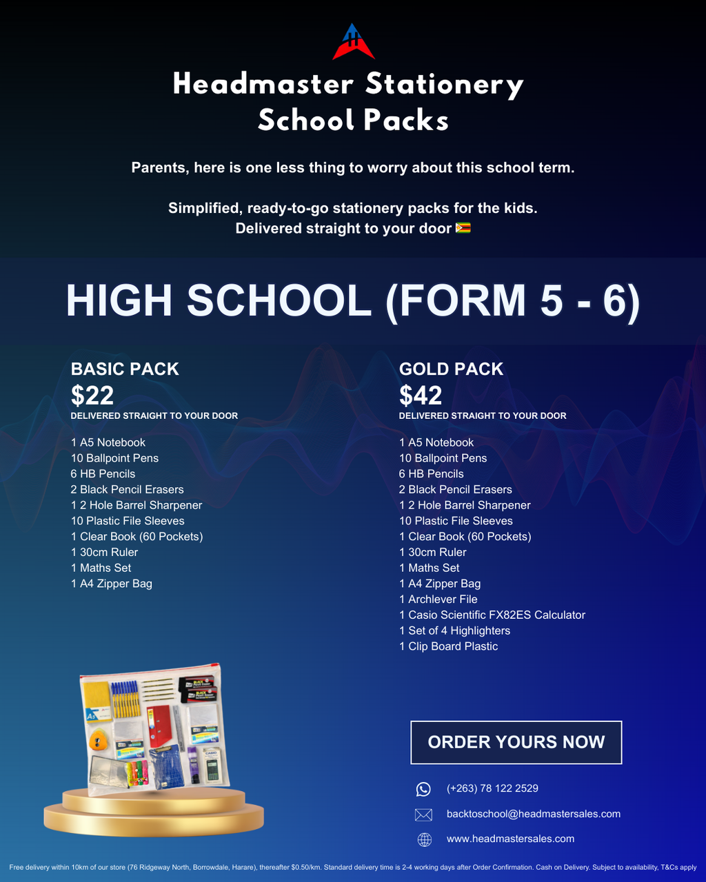 Highschool (Lower & Upper Six): Gold Stationery Pack