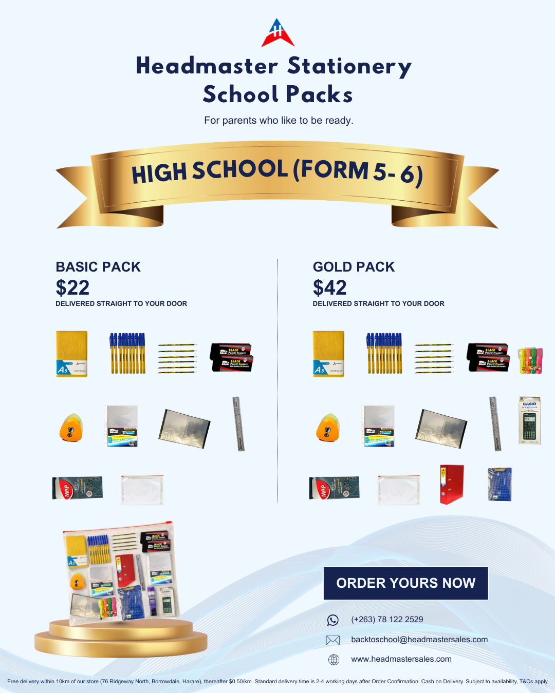 Highschool (Lower & Upper Six): Gold Stationery Pack